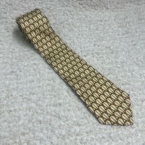 Eiffel Tower Brochier Soieries Stylish Cream and Brown Men's Tie 100% Silk Tie